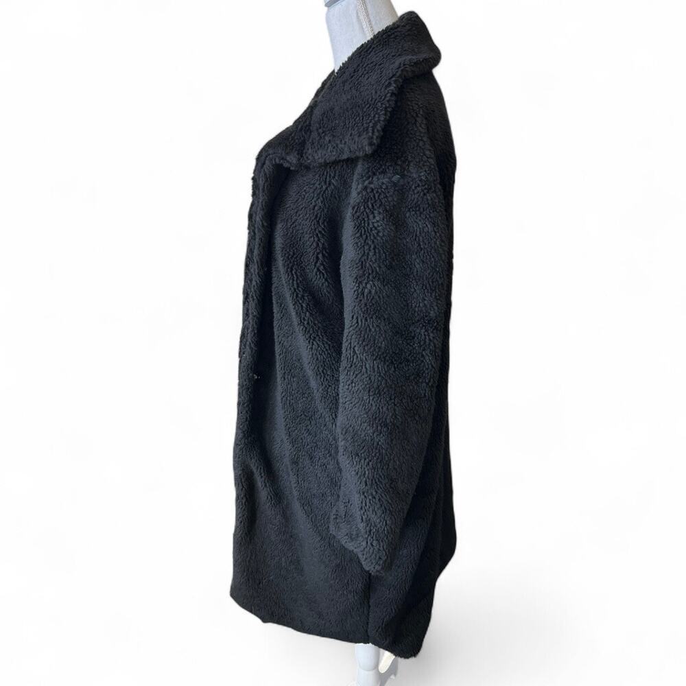 Lanshifei black teddy bear trench coat oversized winter chic minimalist cozy - Picture 7 of 10